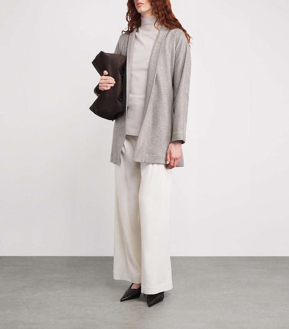 Brown Cashmere-Silk Belted Cardigan