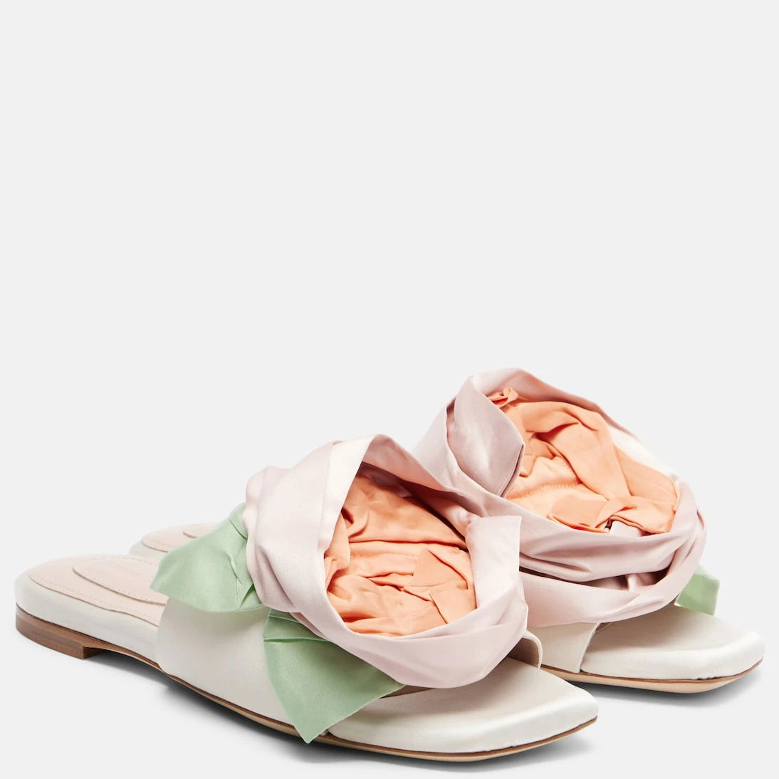 Simone Rocha - Floral-appliqué satin slides