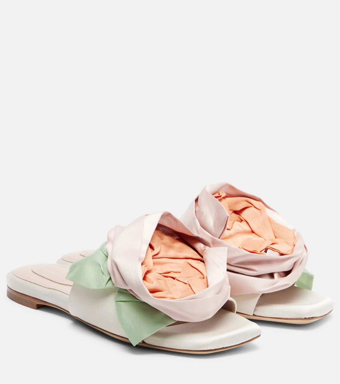 Simone Rocha - Floral-appliqué satin slides