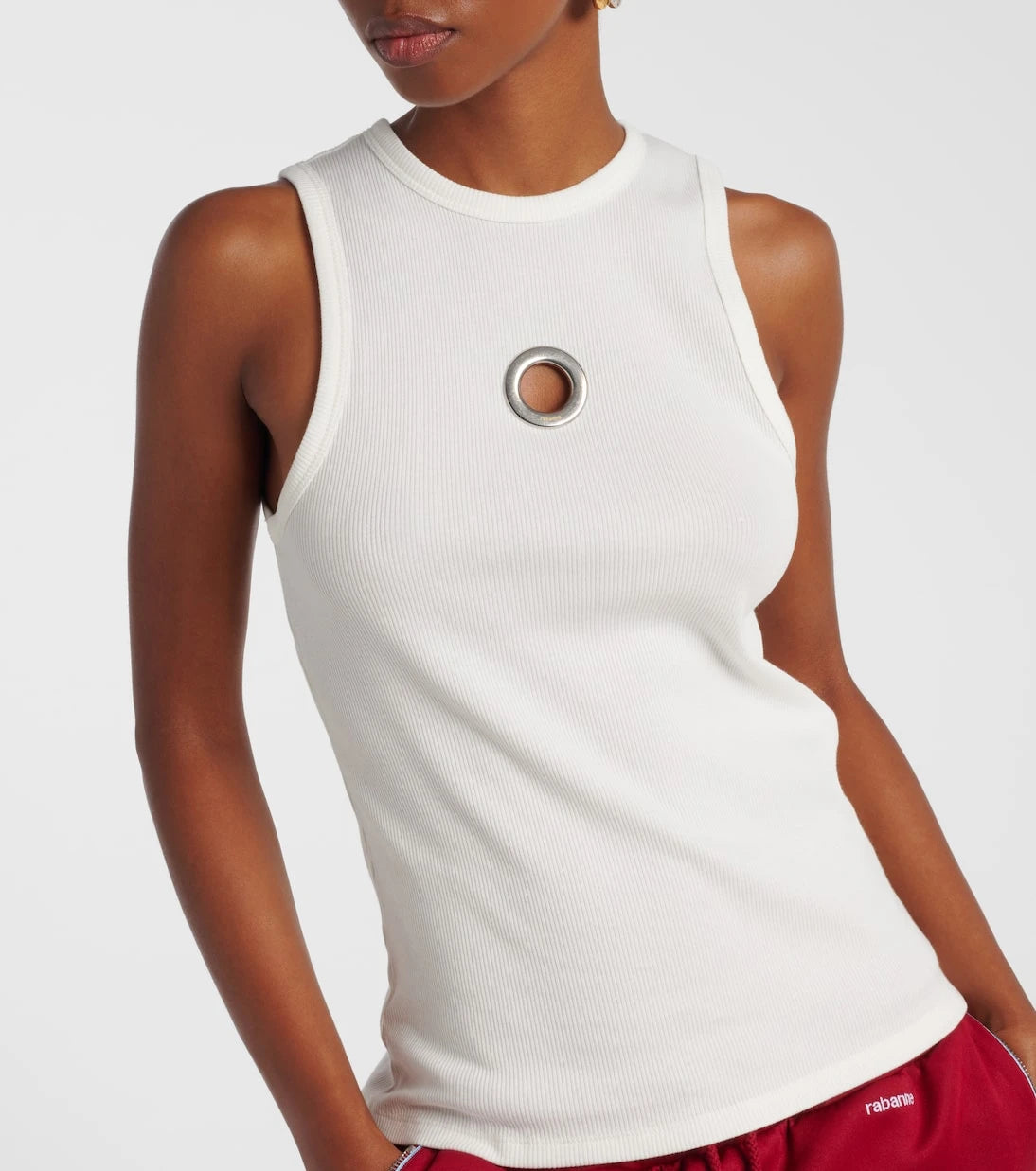 Rabanne - Embellished cotton-blend tank top