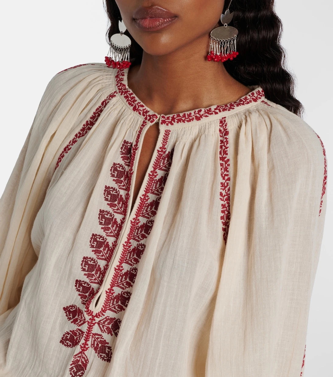 Marant Etoile - فستان لودي قصير من القطن المطرّز