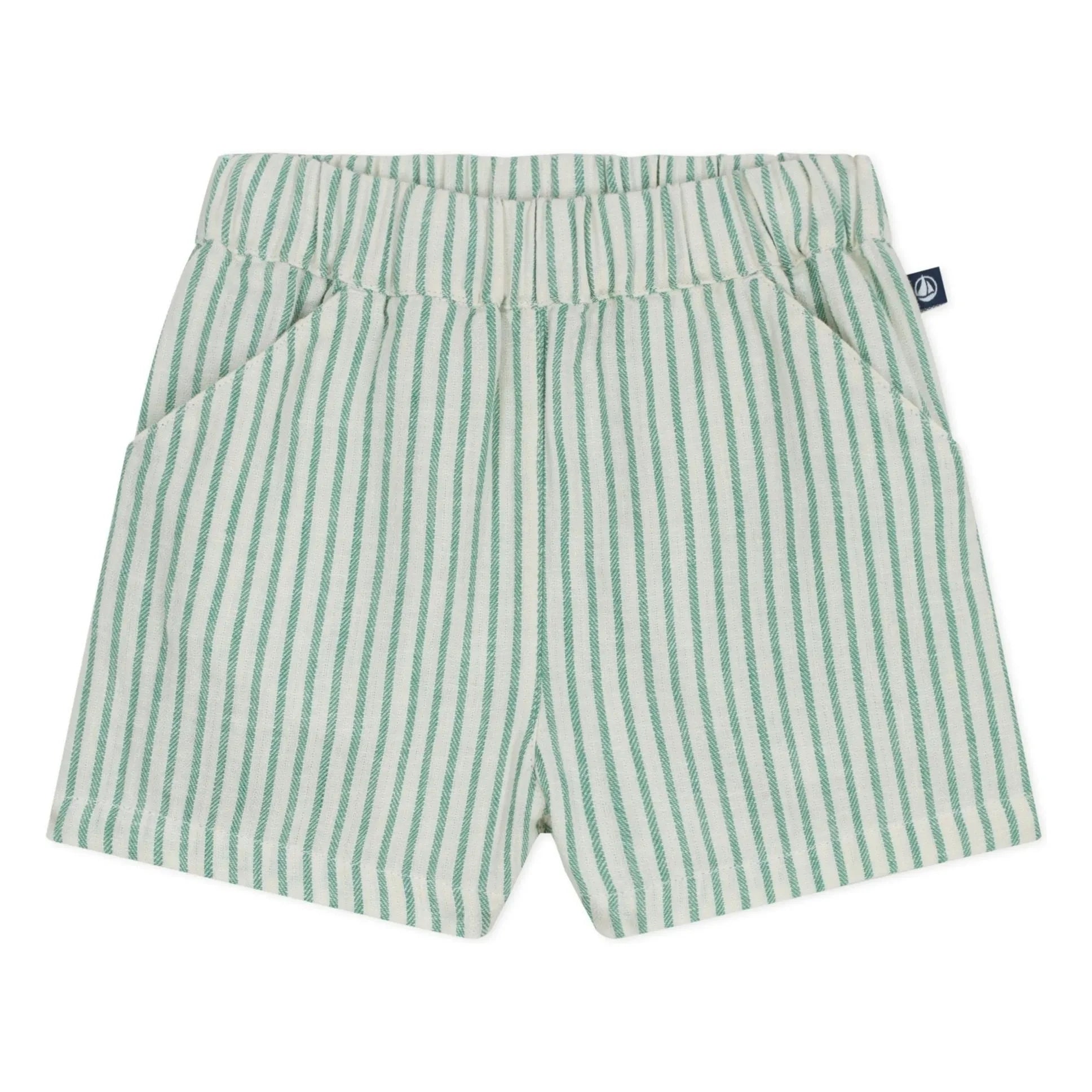 Petit Bateau - Striped Linen Shorts | Green