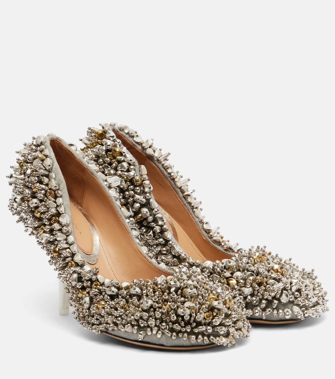 Dries Van Noten - Embellished leather-trimmed pumps