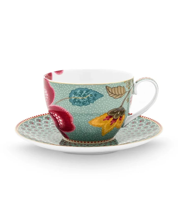 Pip Studio sırlı porselen çay fincanı ve tabağı 300 ml
