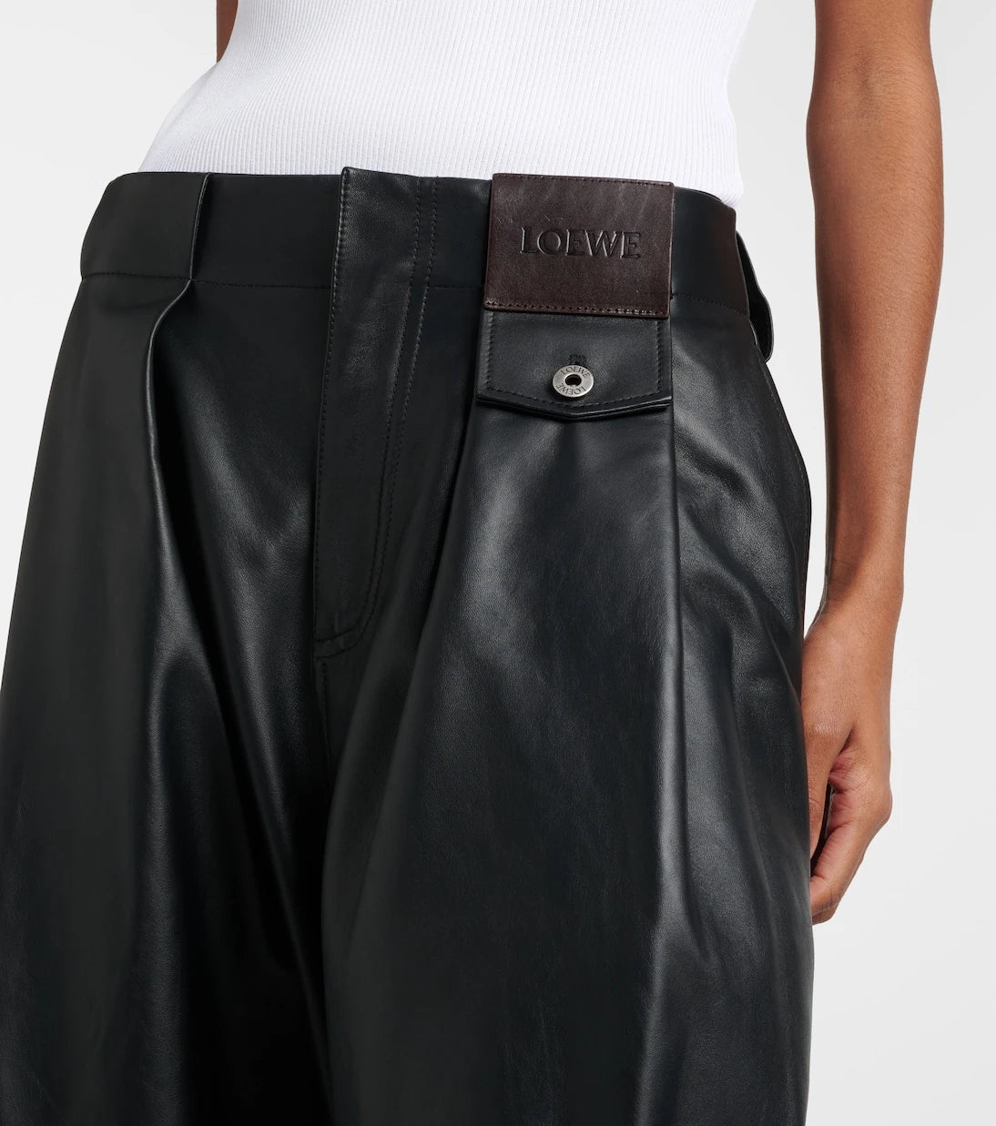 Loewe - Leather barrel-leg pants