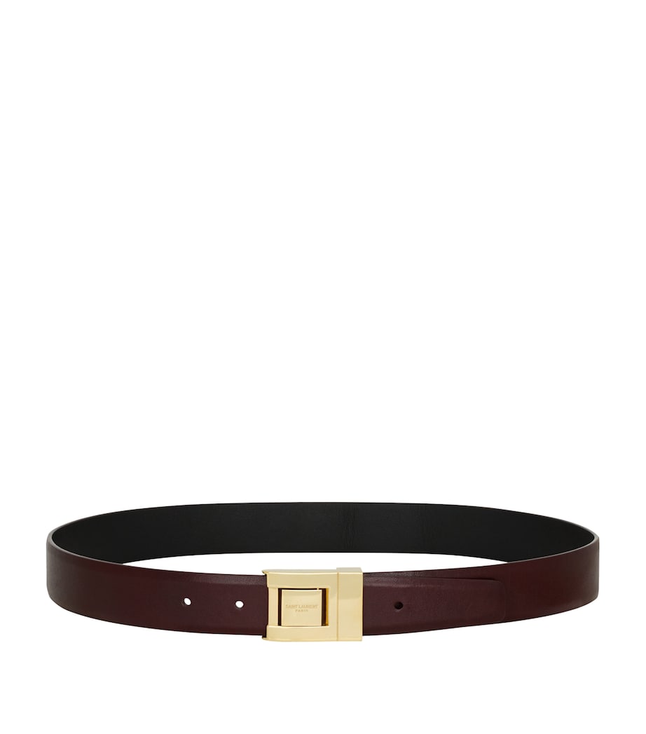 Saint Laurent Burgundy Calfskin Ceinture Boucle LA 76 Belt