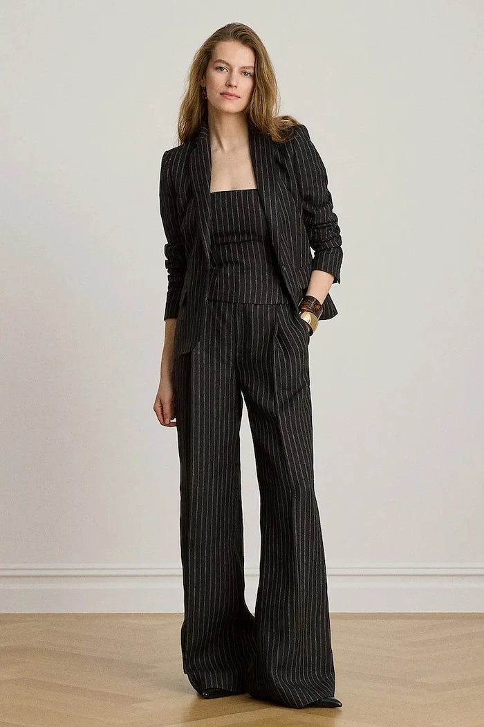 Lauren Ralph Lauren tek düğmeli kadın keten ceket