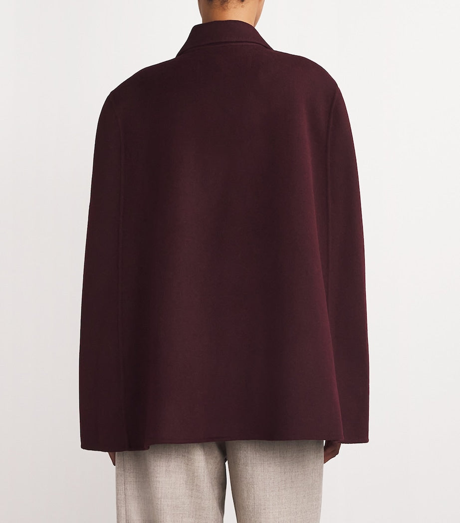 Wolk Morais Burgundy Cashmere Tie-Waist Cape