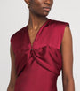 Sandro Paris Red Satin V-Neck Maxi Dress