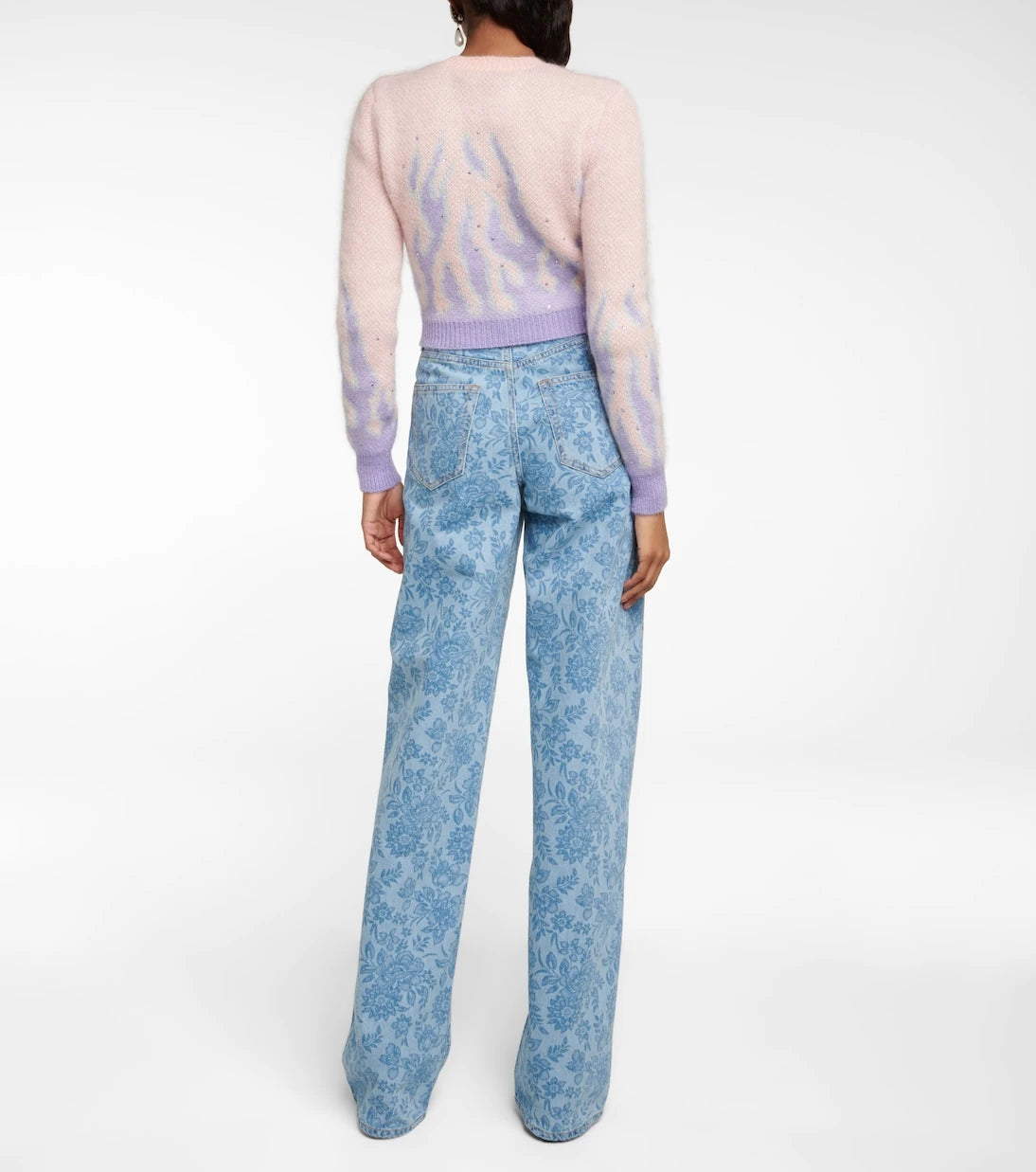 Alessandra Rich - Embellished jacquard mohair-blend sweater