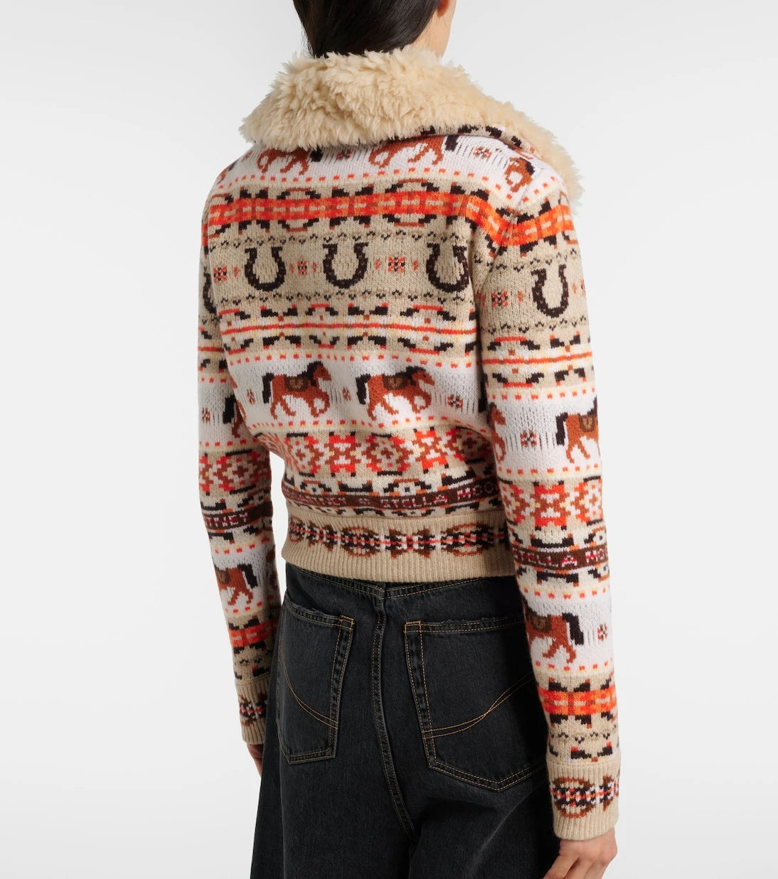 Stella McCartney - Intarsia virgin wool zip-up cardigan