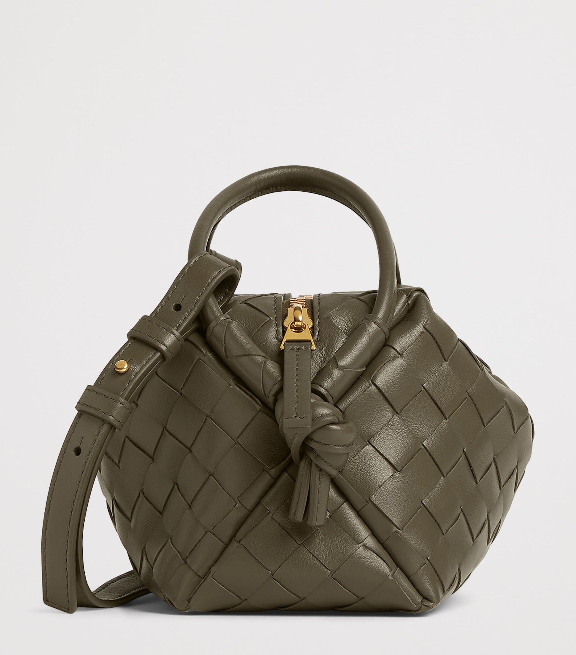 Bottega Veneta Green Small Leather Loop Top-Handle Bag