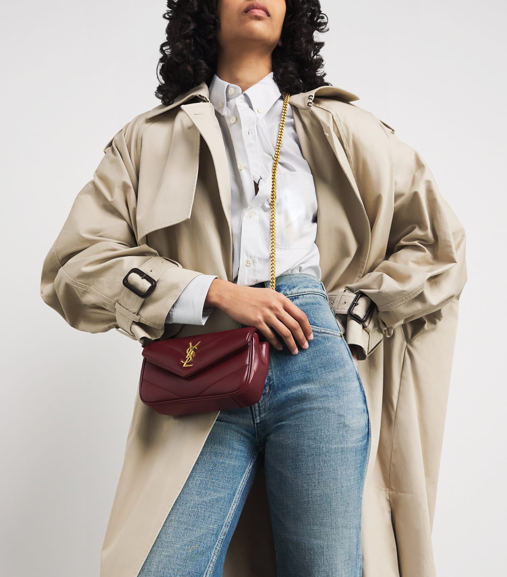 Saint Laurent Burgundy Mini Loulou Shoulder Bag