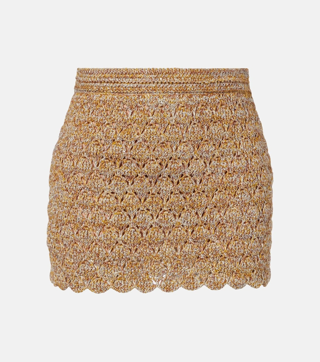 Valentino - Open-knit linen-blend lamé miniskirt