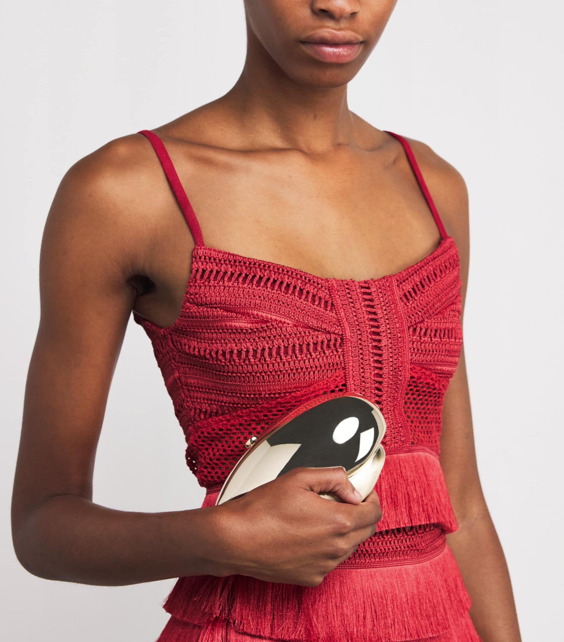 Red Fringed Radiant Crop Top