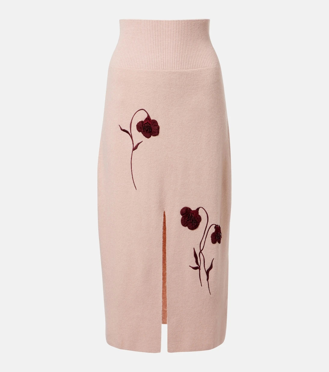Erdem - Floral-appliqué knitted midi skirt
