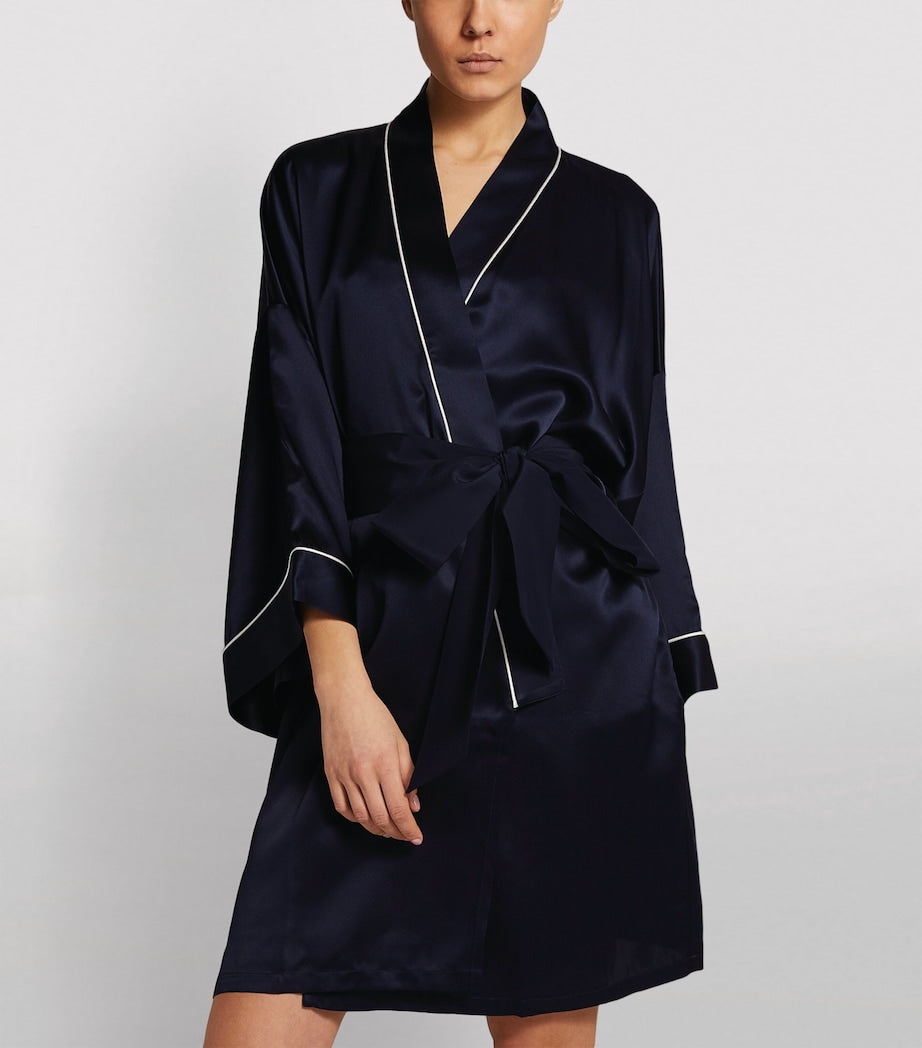 Olivia von Halle Navy Silk Mimi Robe