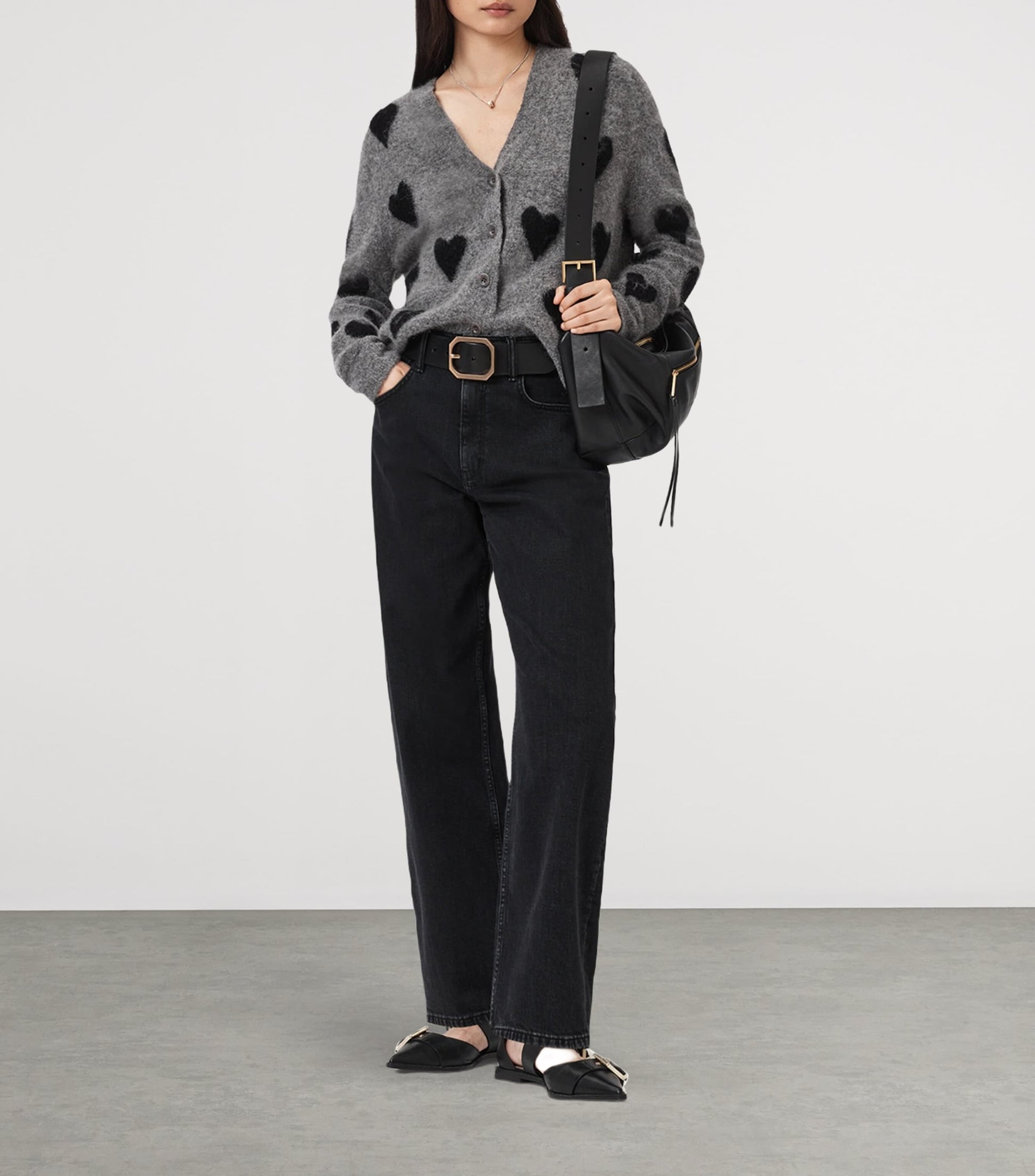 Amora Knit Cardigan GREY/BLACK