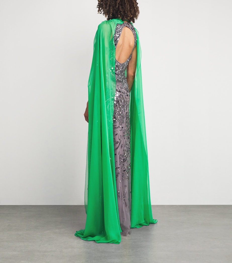 Zuhair Murad Green Silk Chiffon Scarf