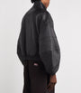 Willy Chavarria Black Leather Ruff Rider Bomber Jacket