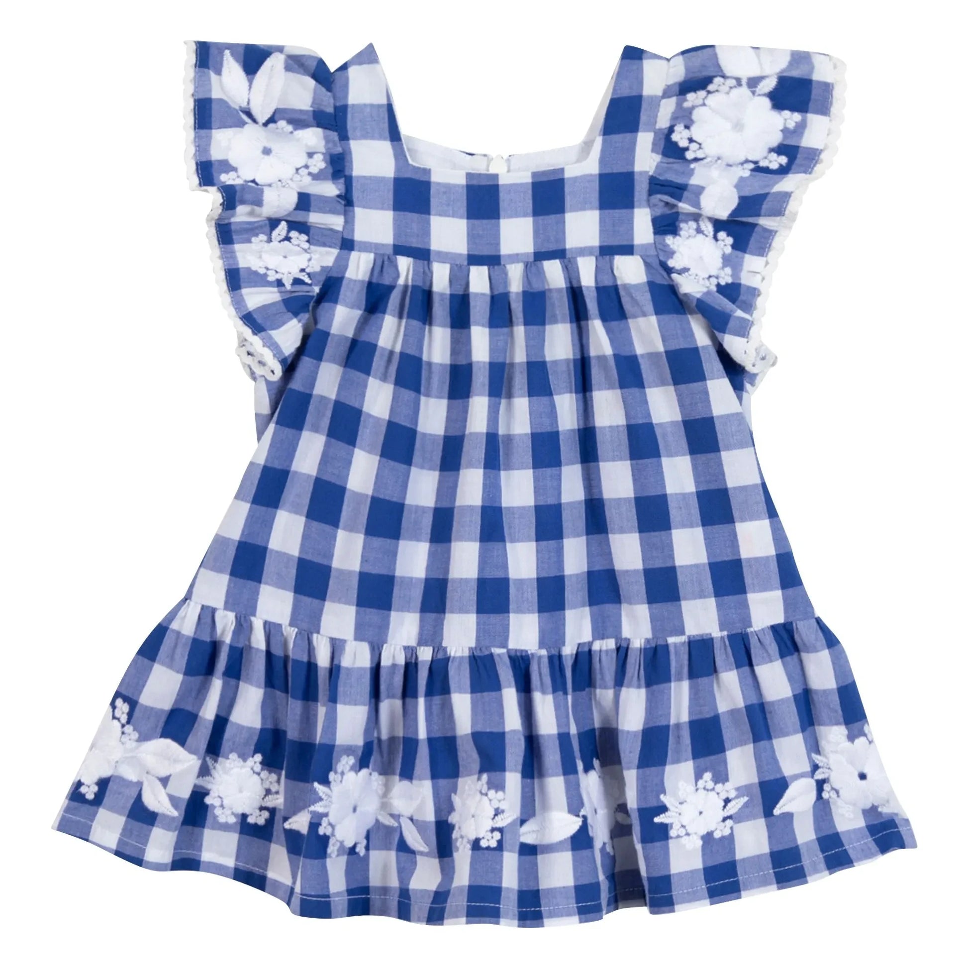 Tartine et Chocolat - Gingham Ruffle Dress | Royal blue