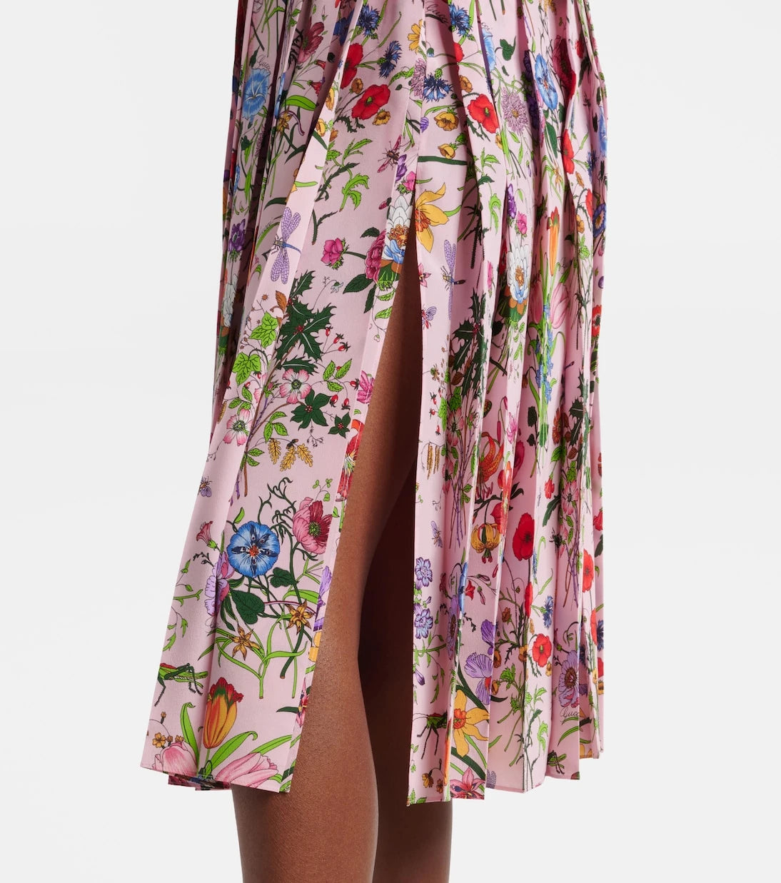 Gucci - Floral pleated silk midi skirt