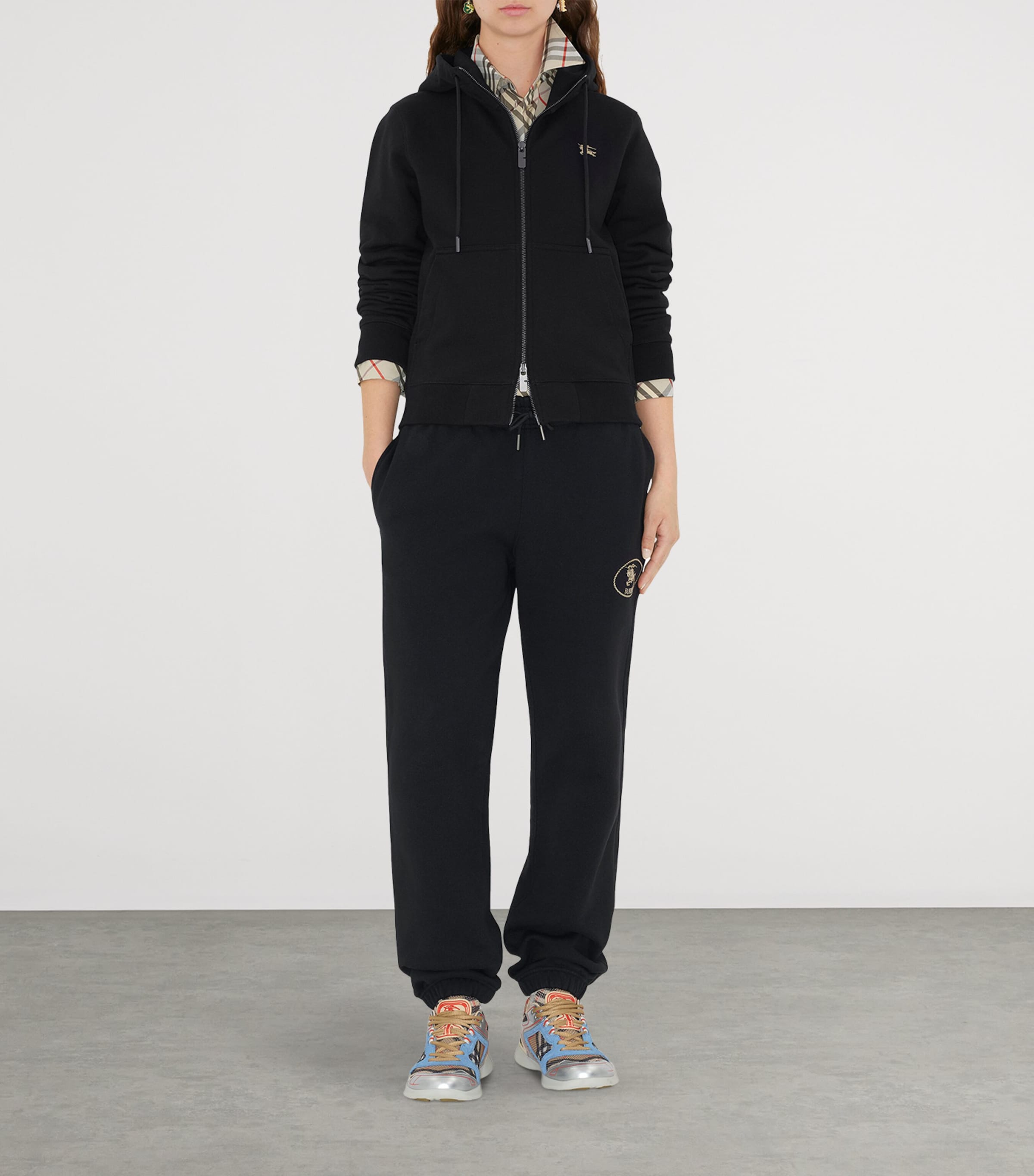 Black Cotton Knight Stamp Hoodie