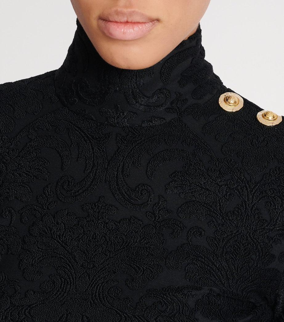 Balmain Black Baroque Jacquard Top