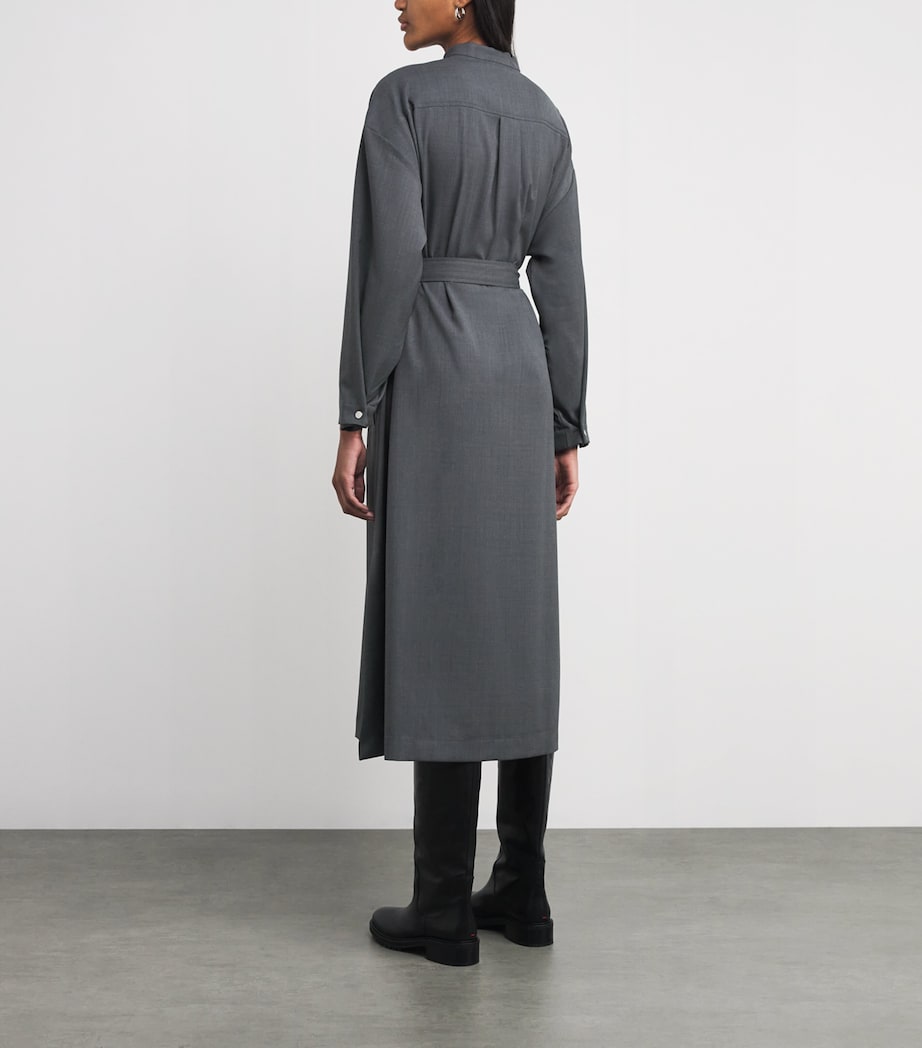 MAX&Co. Grey Wool-Blend Tailored Midi Dress