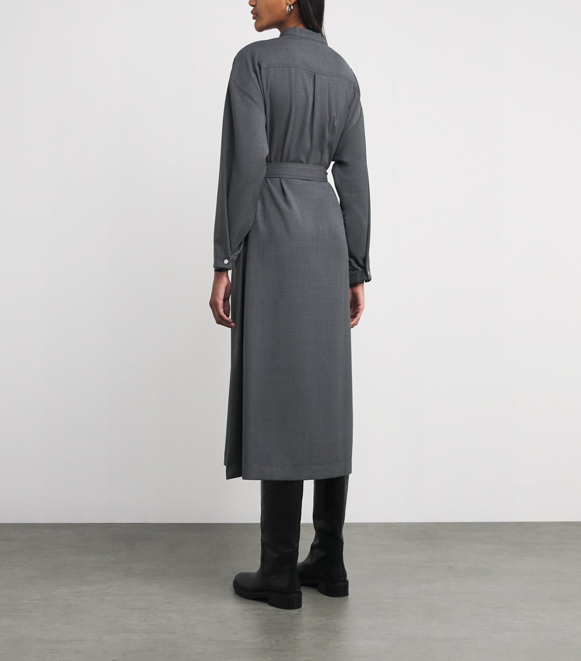MAX&Co. Grey Wool-Blend Tailored Midi Dress