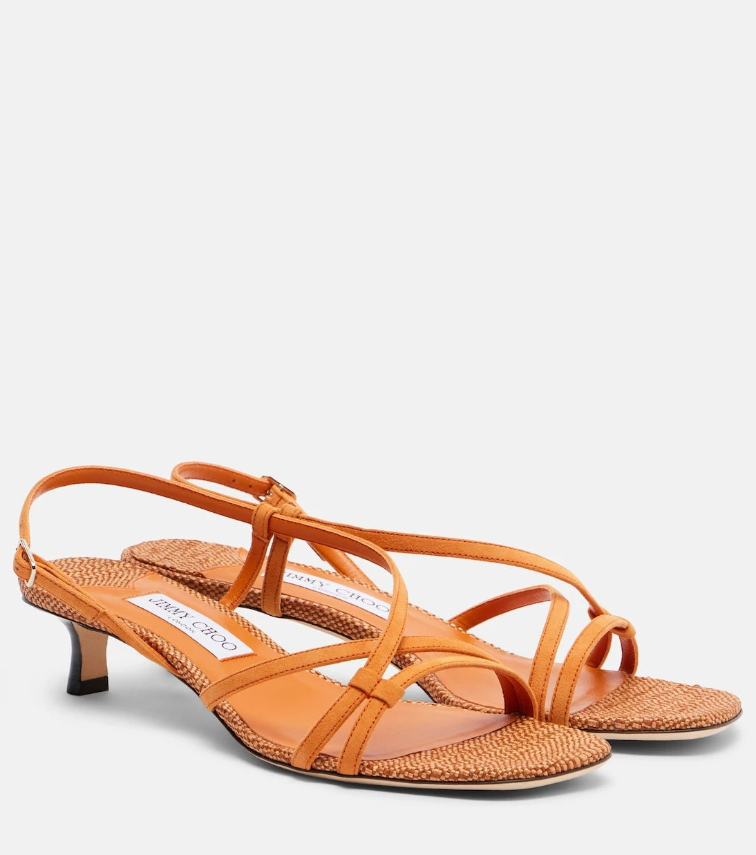 Jimmy Choo - Farris raffia-trimmed leather sandals