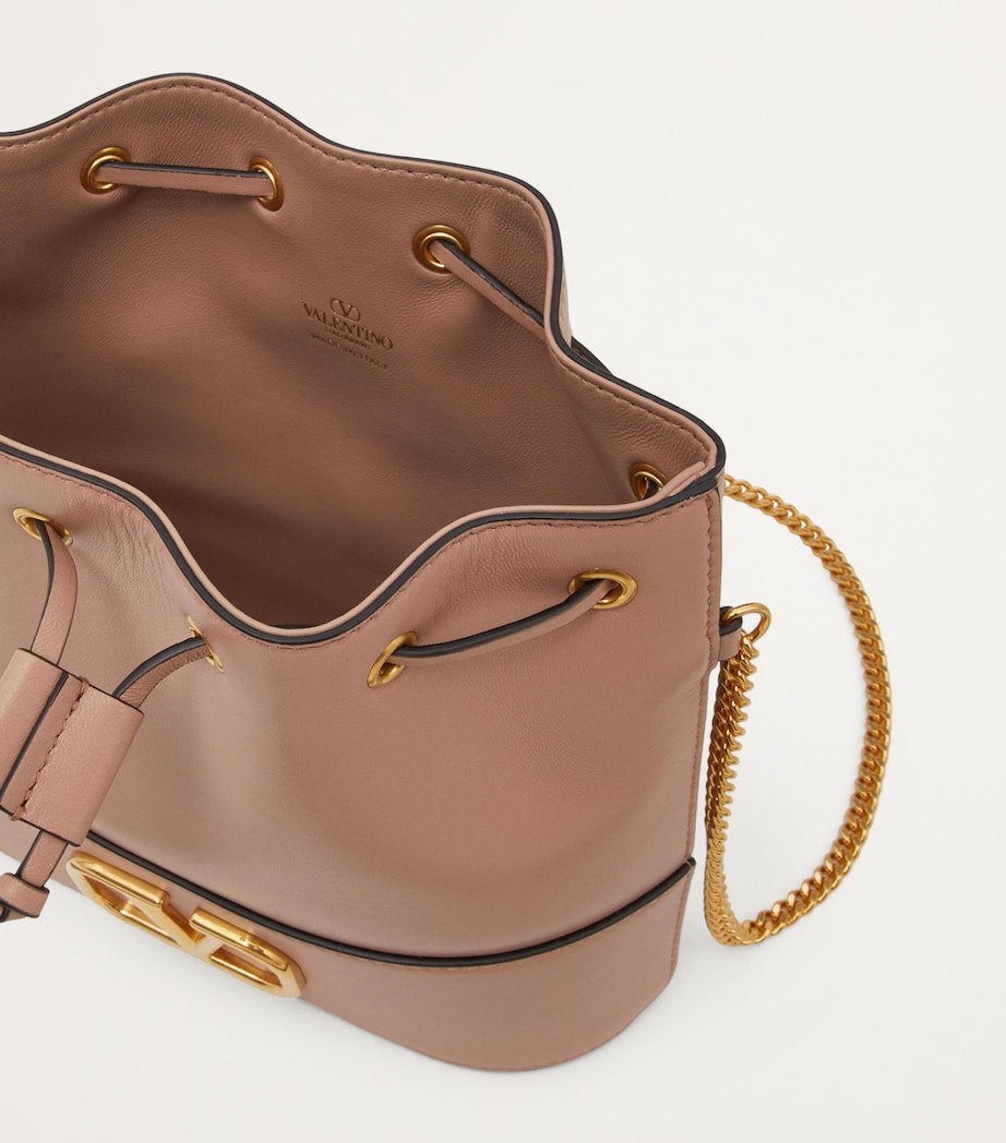Valentino Garavani Nude Leather VLogo Bucket Bag