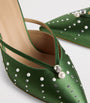 Malone Souliers Green Satin Embellished Marisa Mules