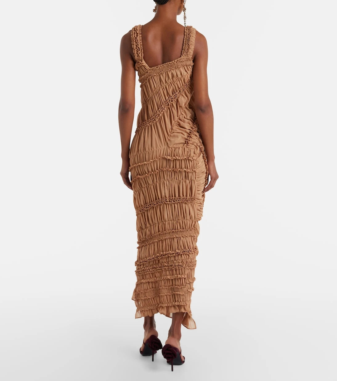 Magda Butrym - Ruched ruffled cotton midi dress