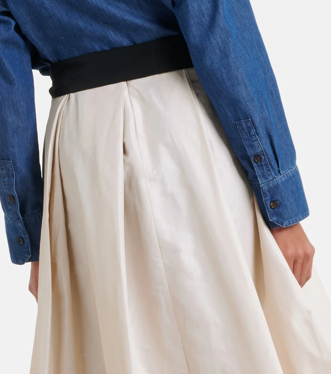 'S Max Mara - Baschi pleated cotton-blend midi skirt