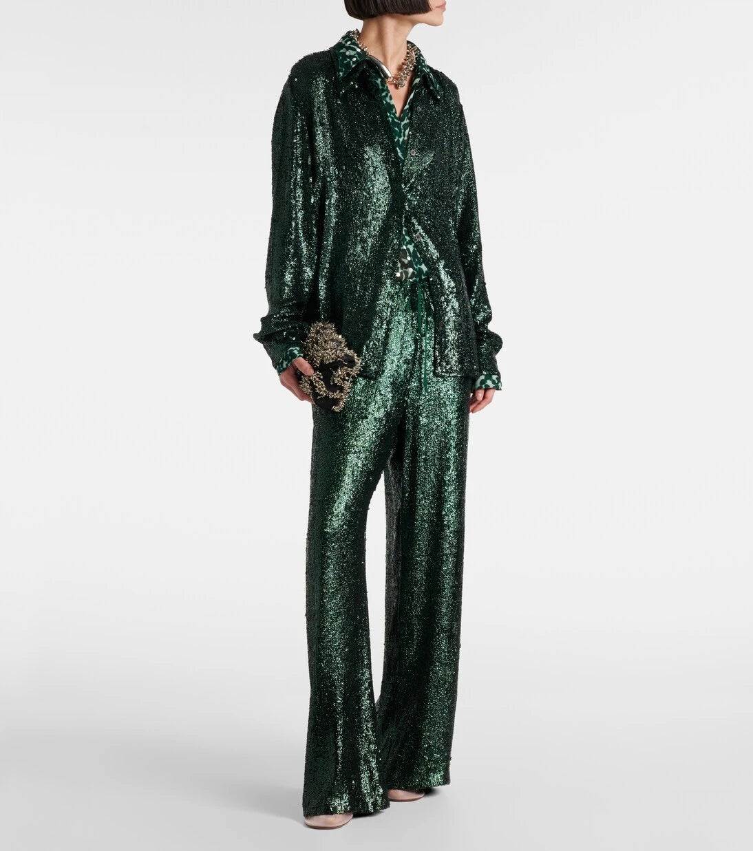Dries Van Noten - Payetli düz pantolon