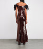 Self-Portrait Brown Sequin Off-The-Shoulder Maxi Dress