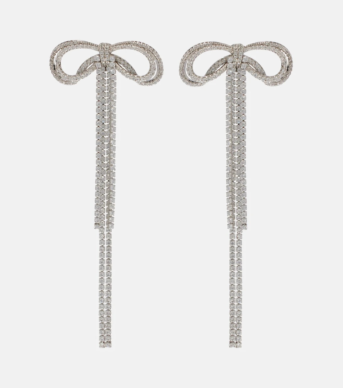 Self-Portrait - Bow crystal-embellished earrings