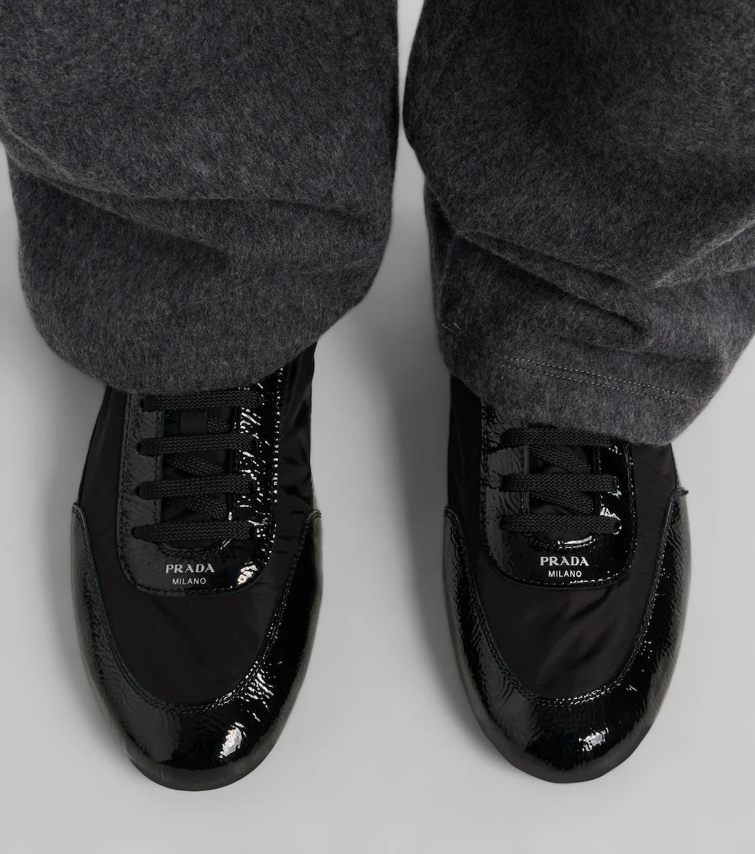 Prada - Collapse Re-Nylon and leather sneakers