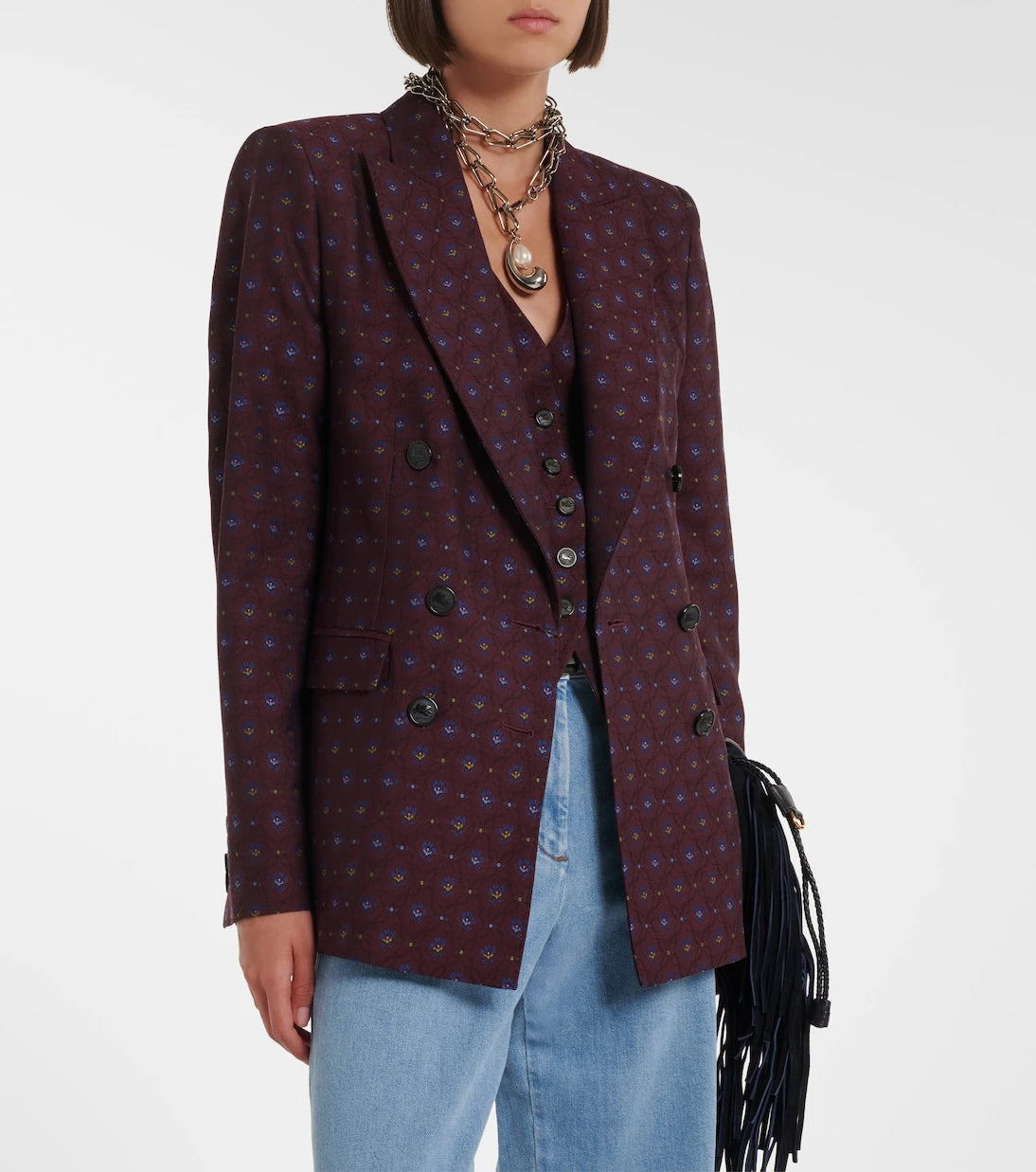 Etro - Floral wool and cotton jacquard blazer