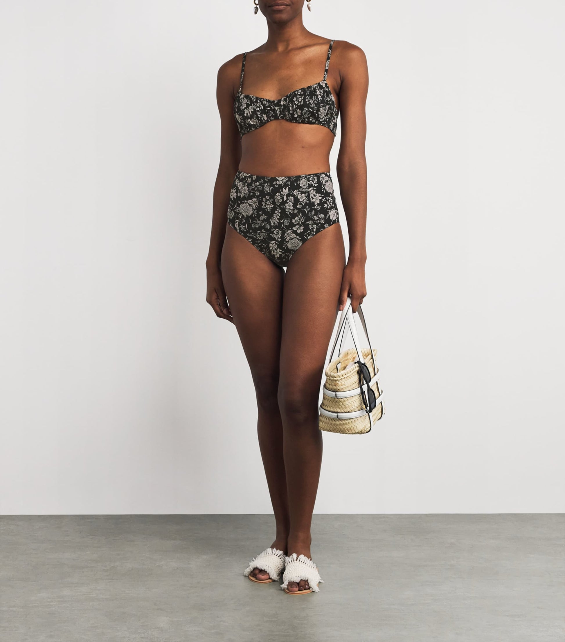 Ulla Johnson Black Ruched Naomi Bikini Top