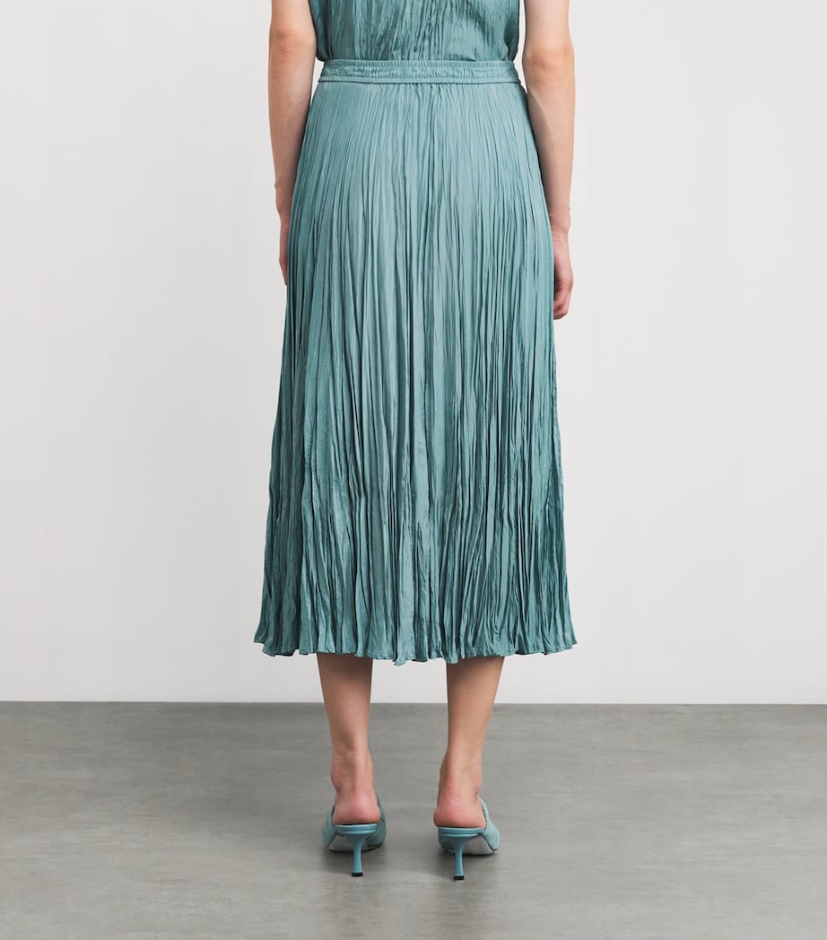 Blue Habotai Silk Pleated Sully Skirt