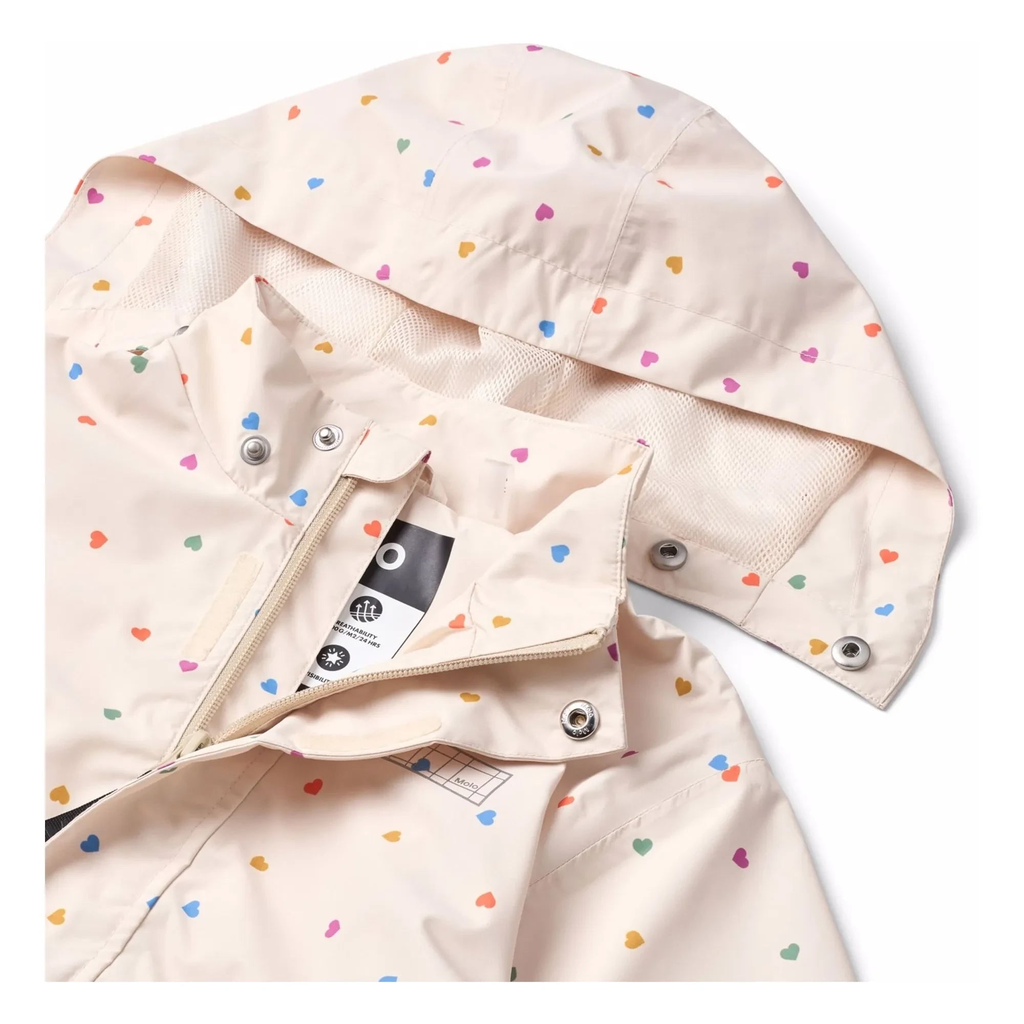 Molo - Waiton Cœurs Recycled Fiber Rain Jacket | Pale Pink