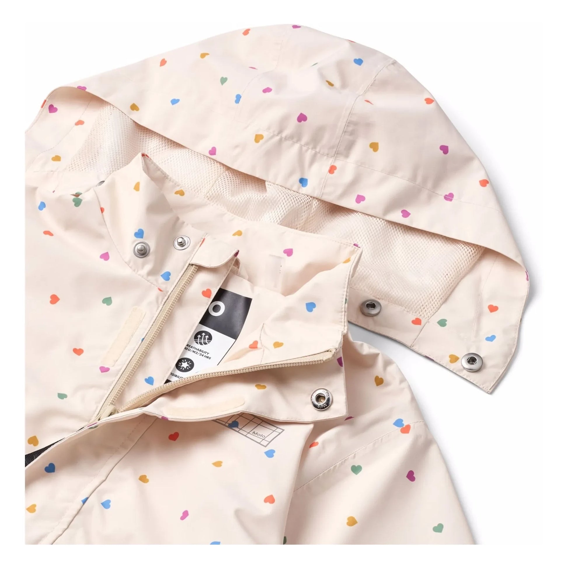 Molo - Waiton Cœurs Recycled Fiber Rain Jacket | Pale Pink
