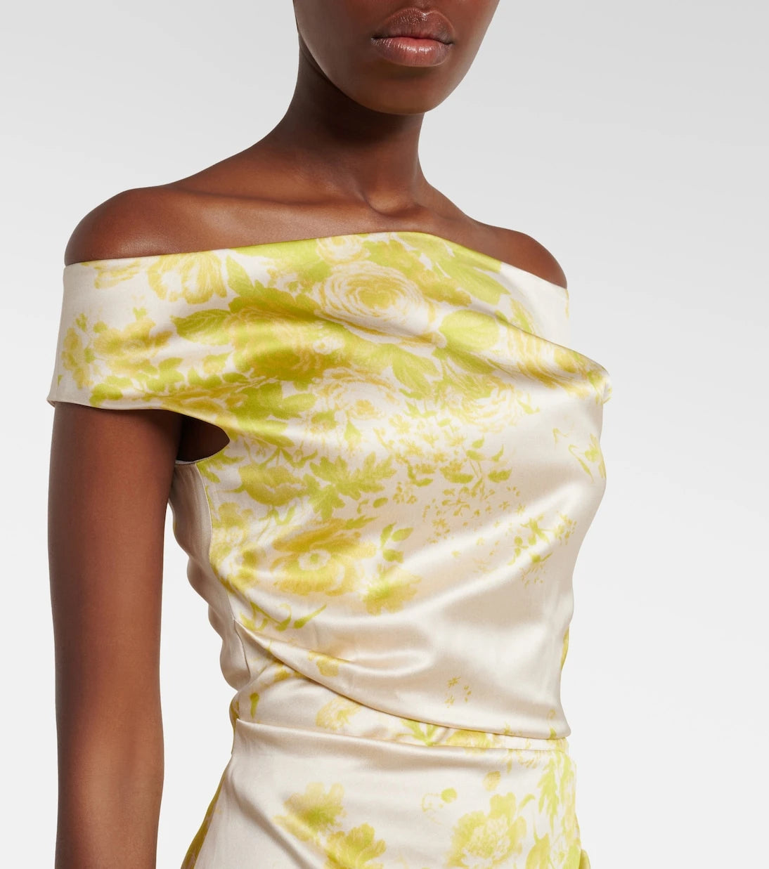 Erdem - Floral off-shoulder duchess satin gown