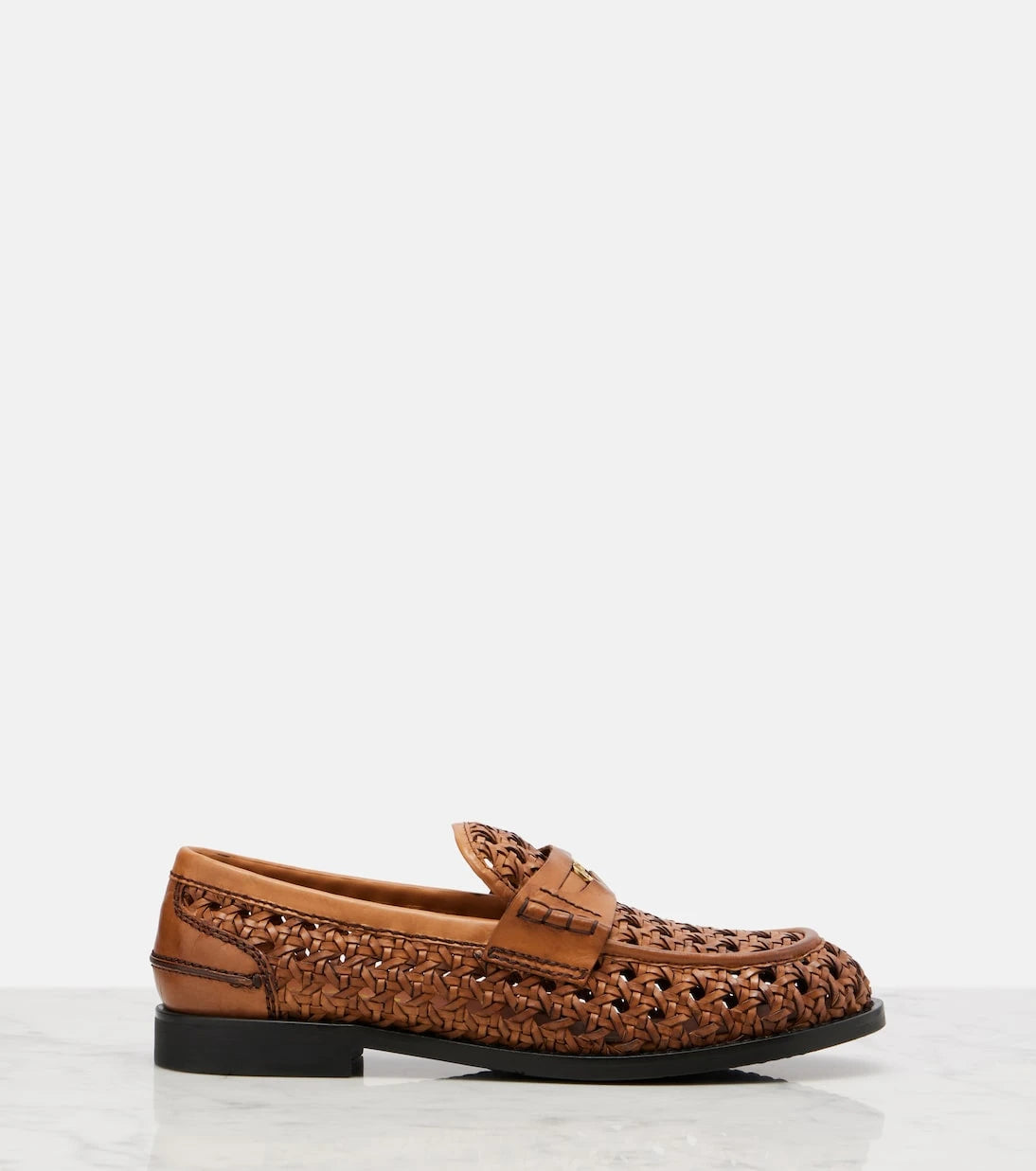 Miu Miu - Woven leather penny loafers