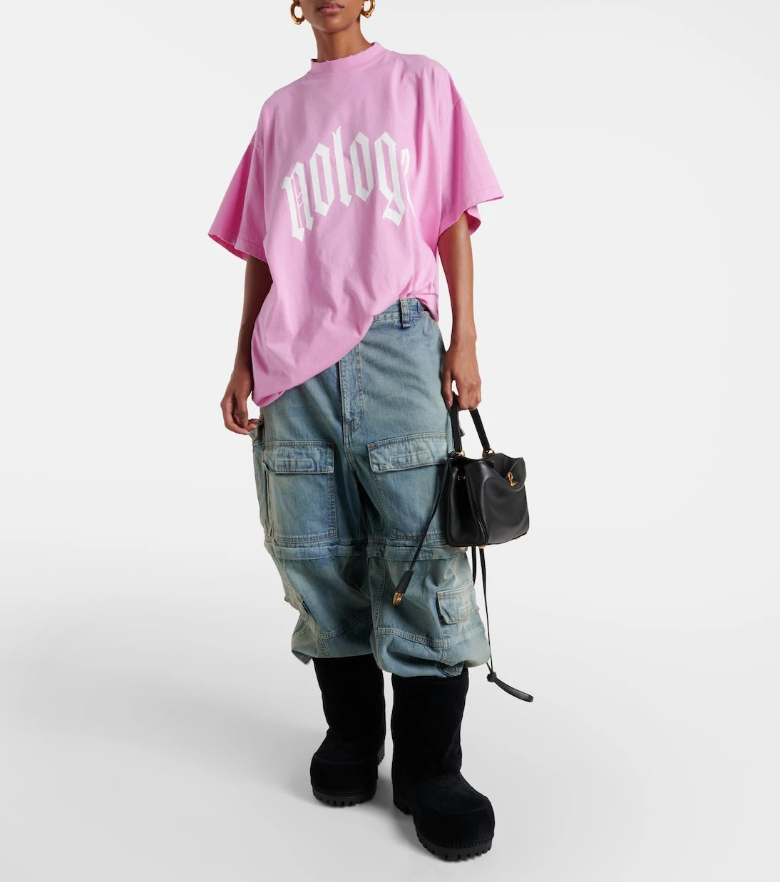 Balenciaga - تي شيرت من القطن بطبعة