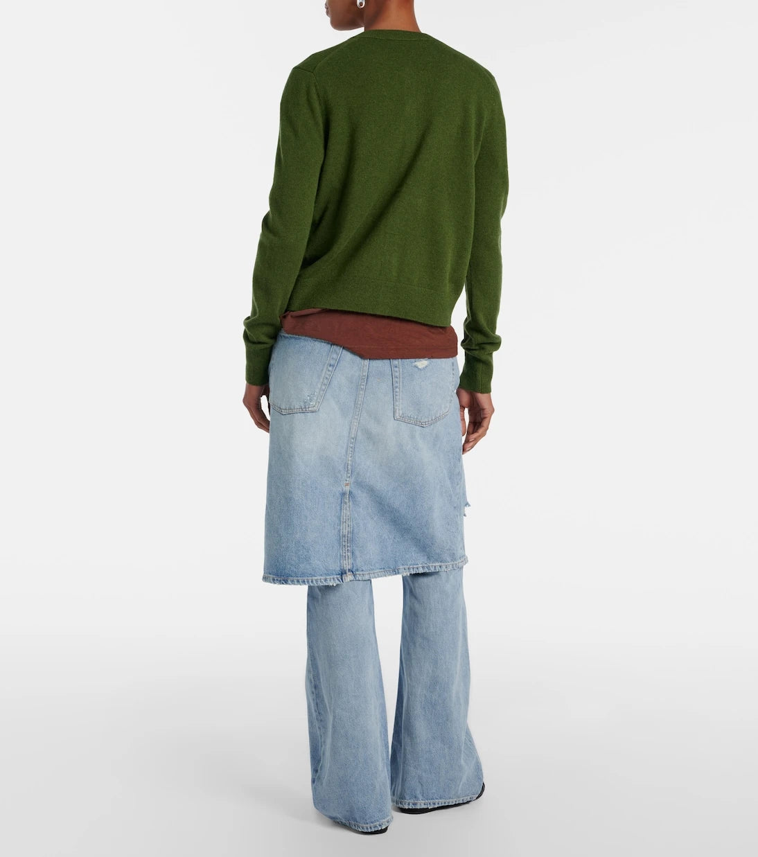 Acne Studios - Distressed layered wide-leg jeans