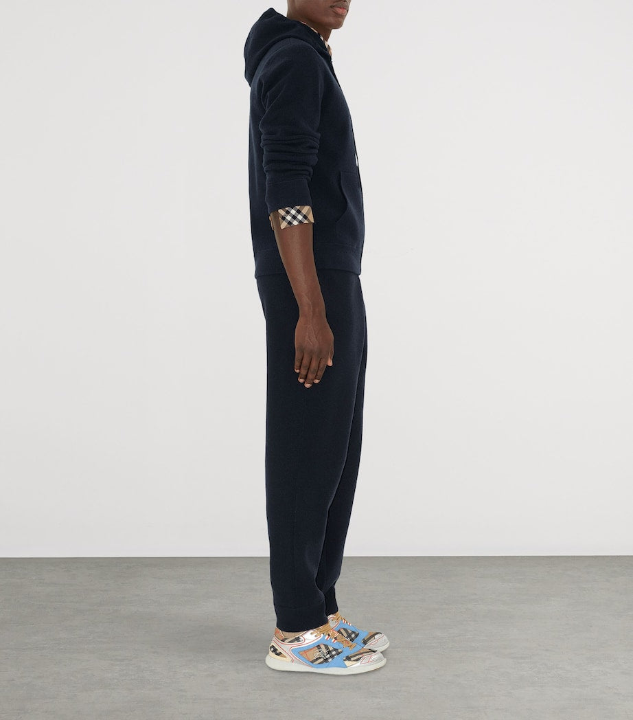 Navy Cashmere-Blend Zip-Up Slim Hoodie