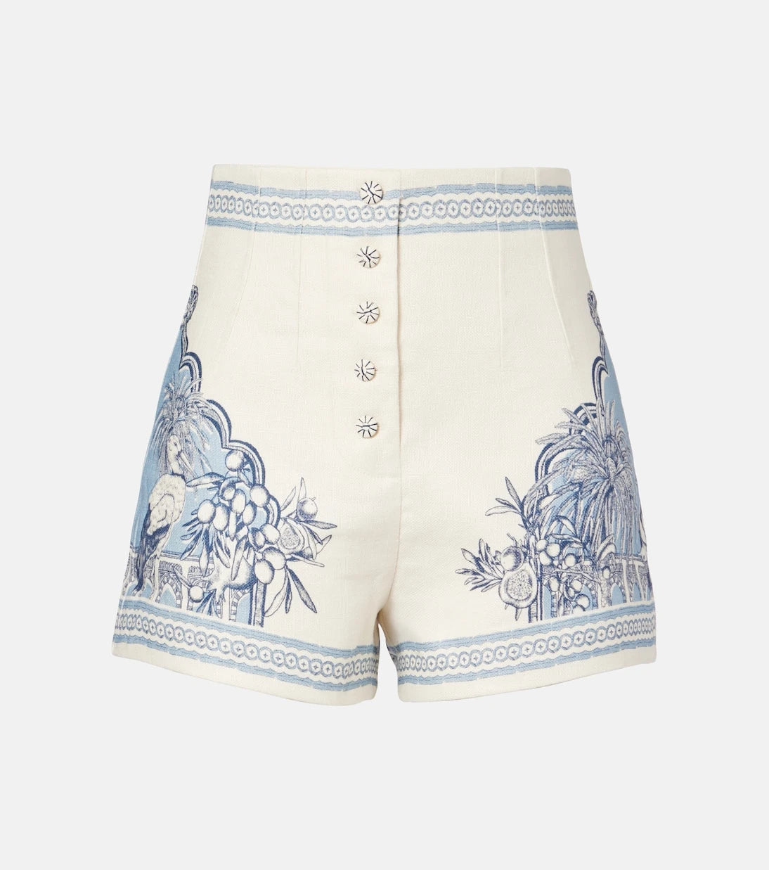 Alémais - Villa Romantica printed linen Bermuda shorts